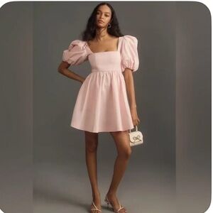 Anthropologie Maeve Pink Puff Sleeve Xxs Dress